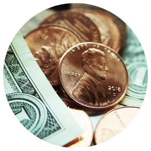 United States dollar bills and pennies