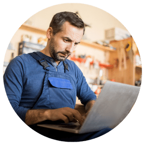 business owner working on laptop