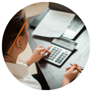 person using calculator