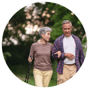 older couple walking outside