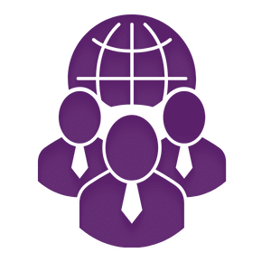 graphic of three businessmen in front of globe
